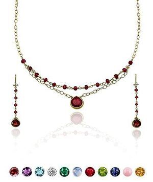 8777 Garnet Necklace - Authentic 925 Sterling Silver Necklace 18K Gold